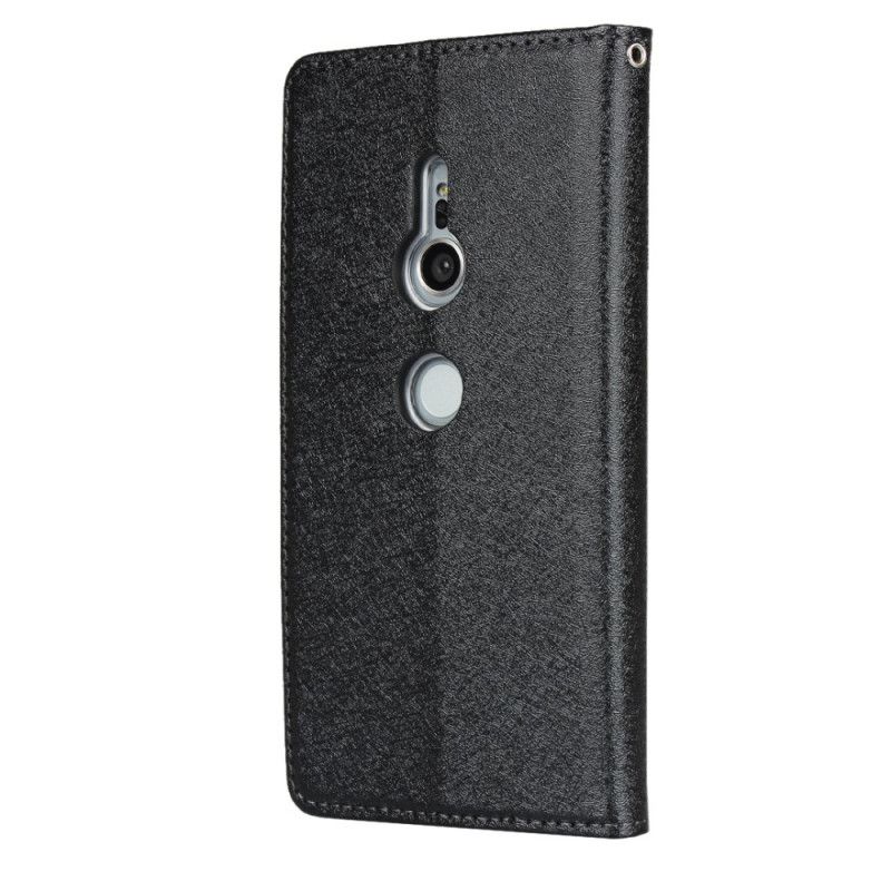 Folio-hoesje Sony Xperia XZ2 Rood Zwart Zacht Leer Met Riempje