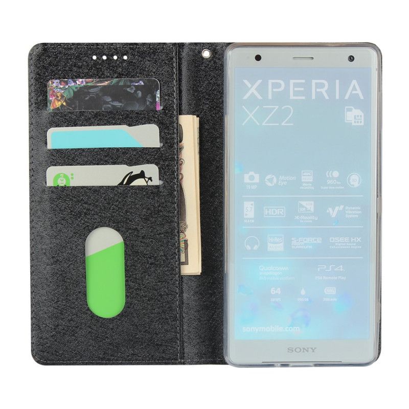 Folio-hoesje Sony Xperia XZ2 Rood Zwart Zacht Leer Met Riempje