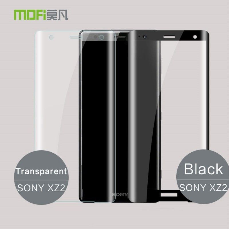 Gebogen Gehard Glasbescherming Sony Xperia XZ2 Transparant Zwart Mofi