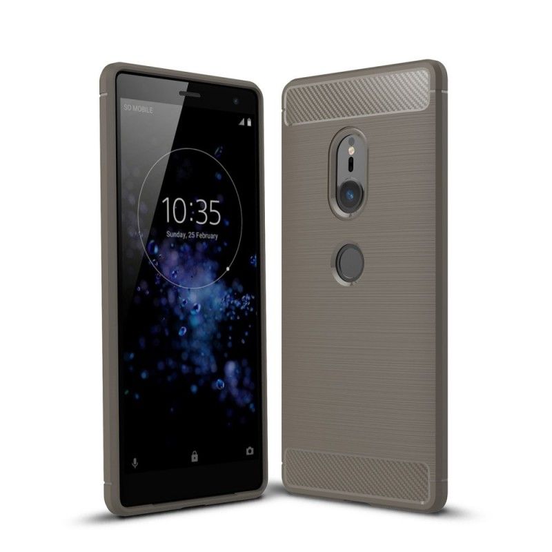 Hoesje voor Sony Xperia XZ2 Rood Zwart Geborsteld Koolstofvezel