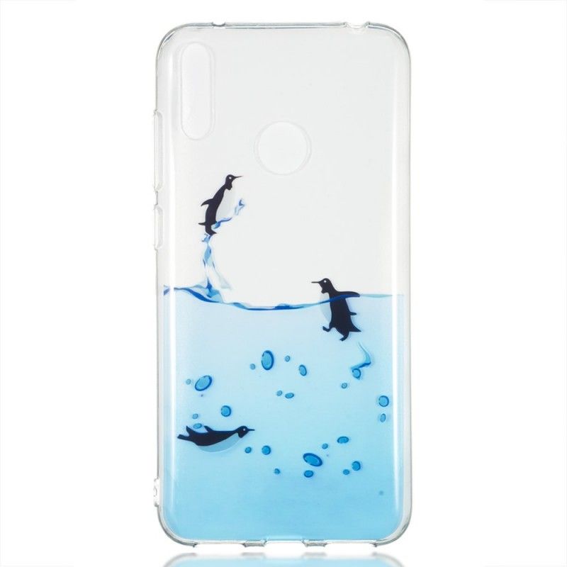 Case Hoesje Huawei Y7 2019 Telefoonhoesje Transparant Pinguïnspel