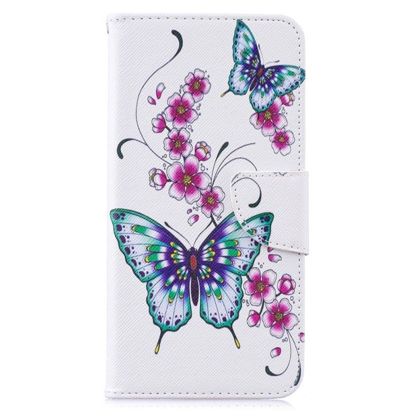 Flip Case Leren Huawei Y7 2019 Prachtige Vlinders