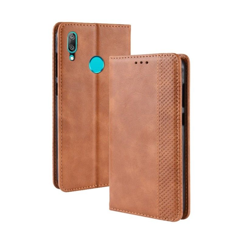 Folio-hoesje Huawei Y7 2019 Bruin Gestileerd Vintage Leereffect