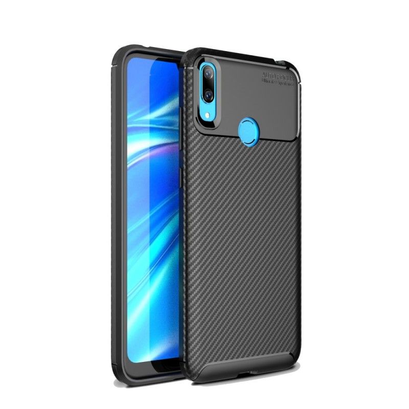 Hoesje Huawei Y7 2019 Bruin Flexibele Koolstofvezeltextuur