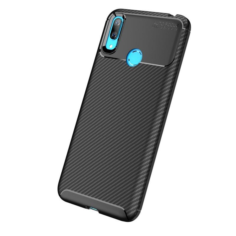 Hoesje Huawei Y7 2019 Bruin Flexibele Koolstofvezeltextuur