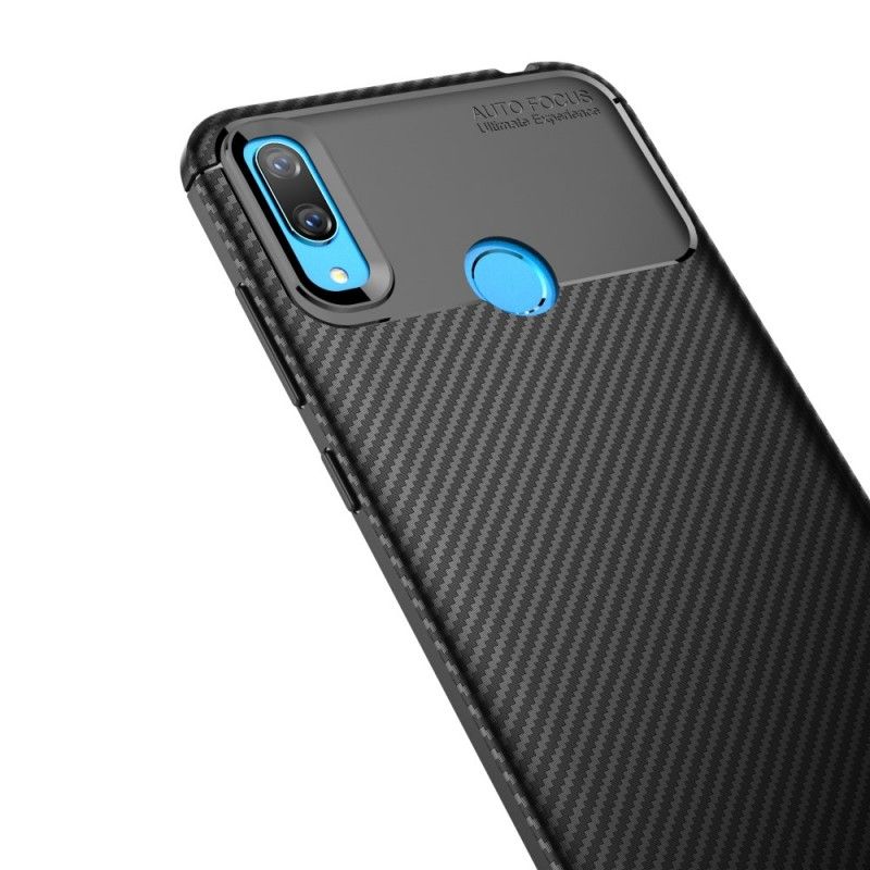 Hoesje Huawei Y7 2019 Bruin Flexibele Koolstofvezeltextuur
