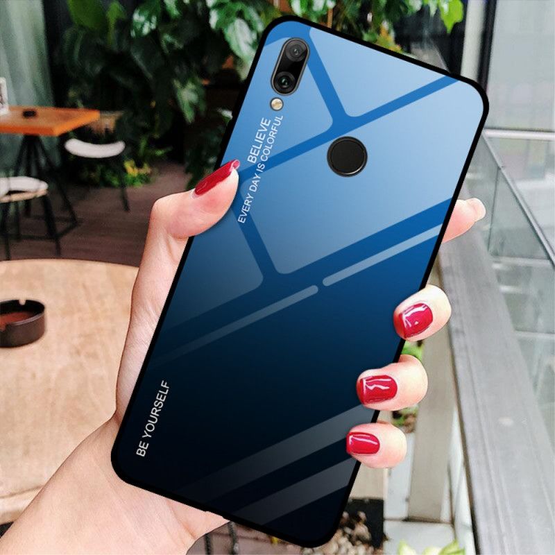 Hoesje Huawei Y7 2019 Magenta Rood Wees Jezelf Gehard Glas