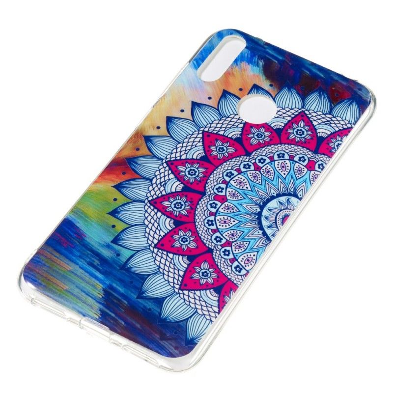 Hoesje Huawei Y7 2019 Telefoonhoesje Fluorescerende Mandala