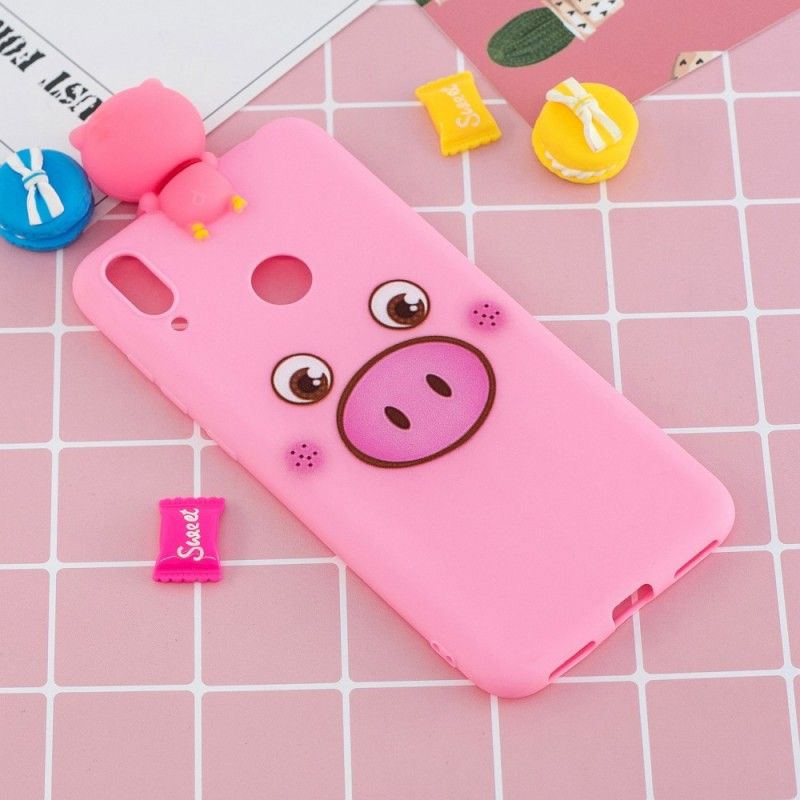 Hoesje Huawei Y7 2019 Telefoonhoesje Grappig 3D Varken