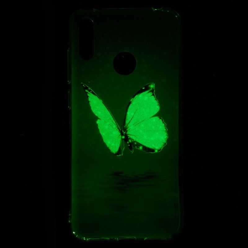 Hoesje voor Huawei Y7 2019 Fluorescerende Blauwe Vlinder