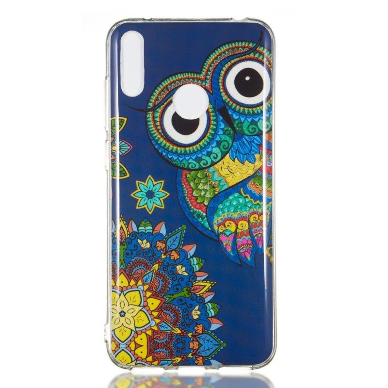 Hoesje voor Huawei Y7 2019 Fluorescerende Mandala-Uil