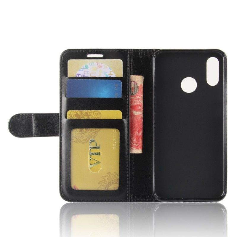 Leren Hoesje Huawei Y7 2019 Wit Zwart Telefoonhoesje Ultra Kunstleer
