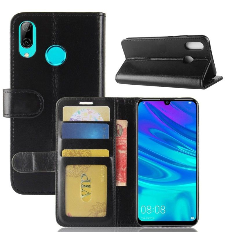 Leren Hoesje Huawei Y7 2019 Wit Zwart Telefoonhoesje Ultra Kunstleer