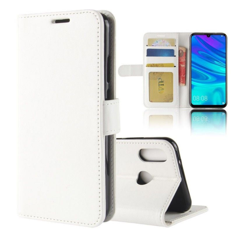 Leren Hoesje Huawei Y7 2019 Wit Zwart Telefoonhoesje Ultra Kunstleer