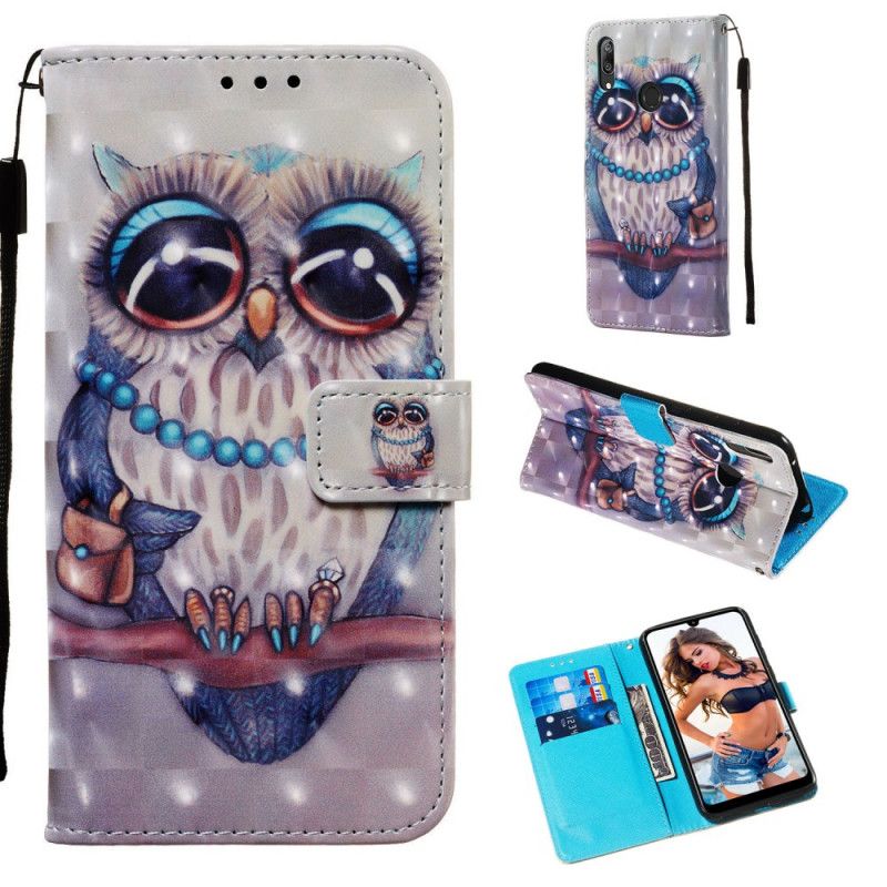 Leren Hoesje voor Huawei Y7 2019 Miss Owl 3D Effect