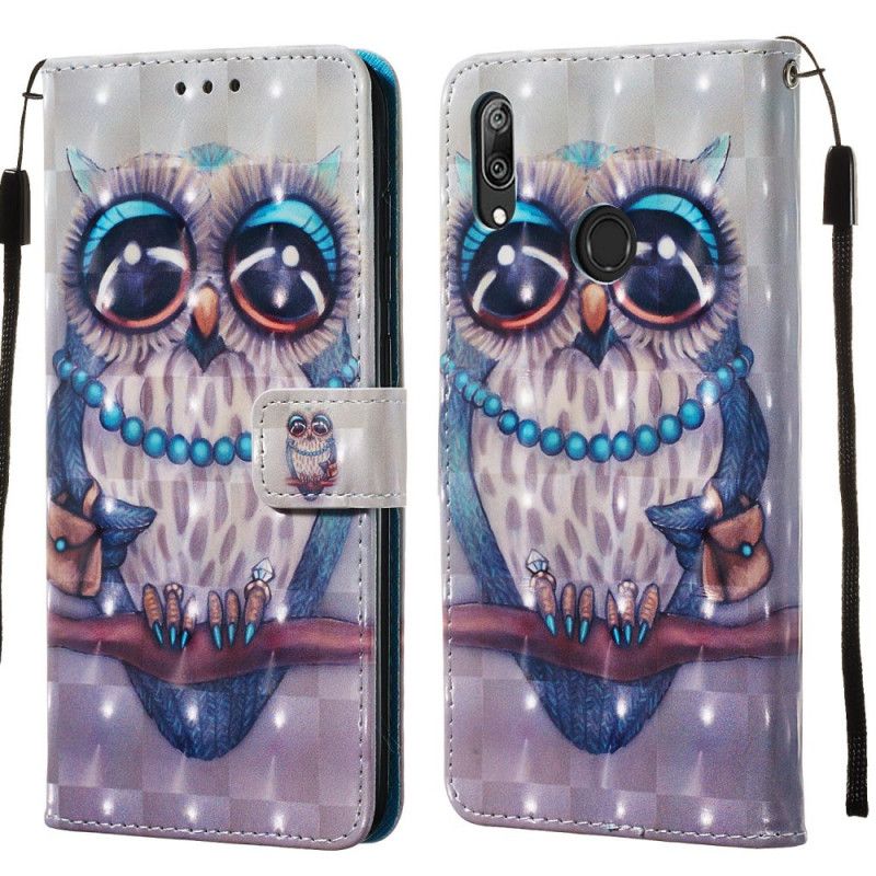 Leren Hoesje voor Huawei Y7 2019 Miss Owl 3D Effect