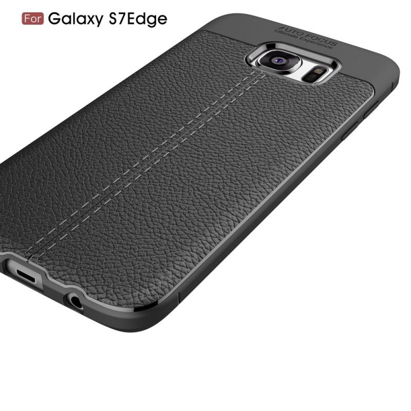 Hoesje Samsung Galaxy S7 Edge Rood Zwart Dubbellijns Lychee Leereffect