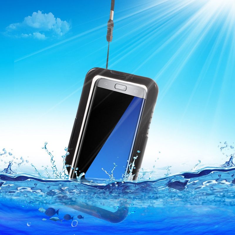 Hoesje Samsung Galaxy S7 Edge Wit Zwart Waterdicht Met Riem