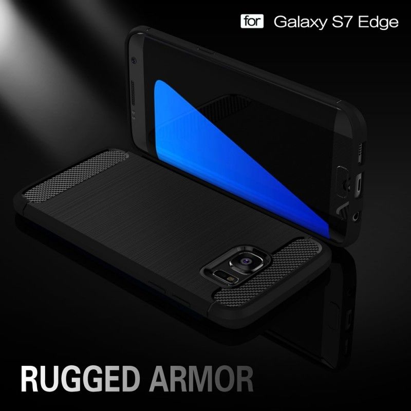 Hoesje voor Samsung Galaxy S7 Edge Rood Zwart Geborsteld Koolstofvezel