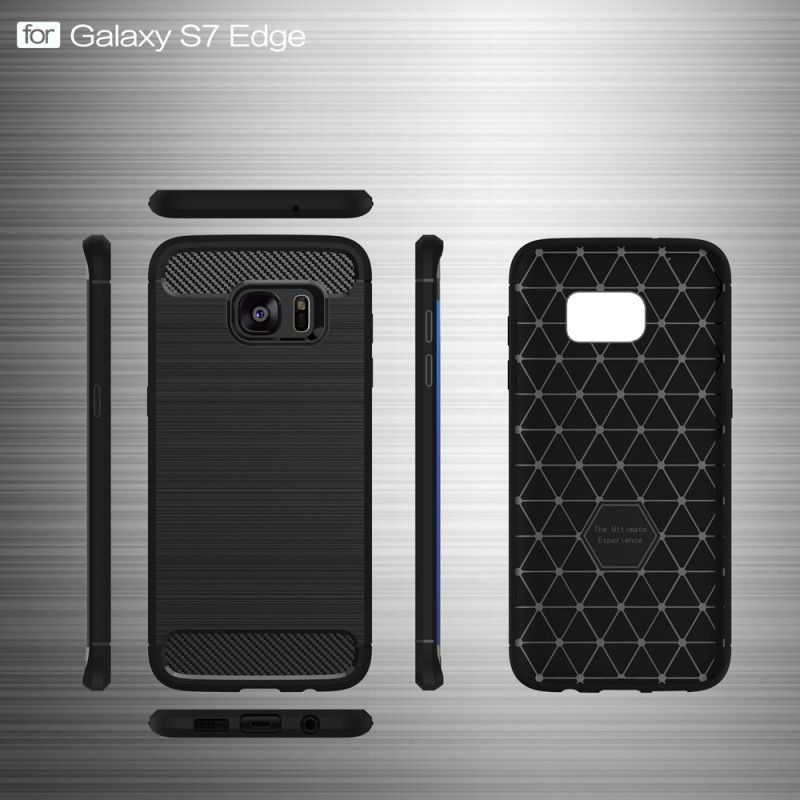 Hoesje voor Samsung Galaxy S7 Edge Rood Zwart Geborsteld Koolstofvezel