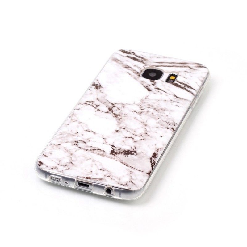 Hoesje voor Samsung Galaxy S7 Edge Wit Zwart Marmer
