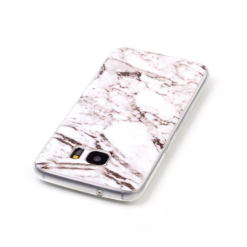 Hoesje voor Samsung Galaxy S7 Edge Wit Zwart Marmer
