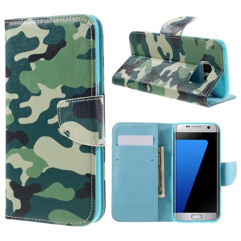 Leren Hoesje Samsung Galaxy S7 Edge Militaire Camouflage