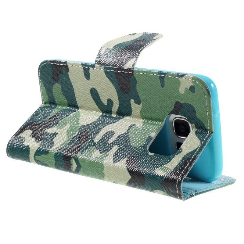Leren Hoesje Samsung Galaxy S7 Edge Militaire Camouflage