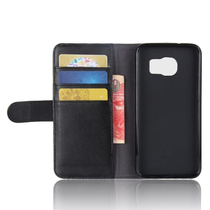 Leren Hoesje voor Samsung Galaxy S7 Edge Bruin Zwart Splitleer