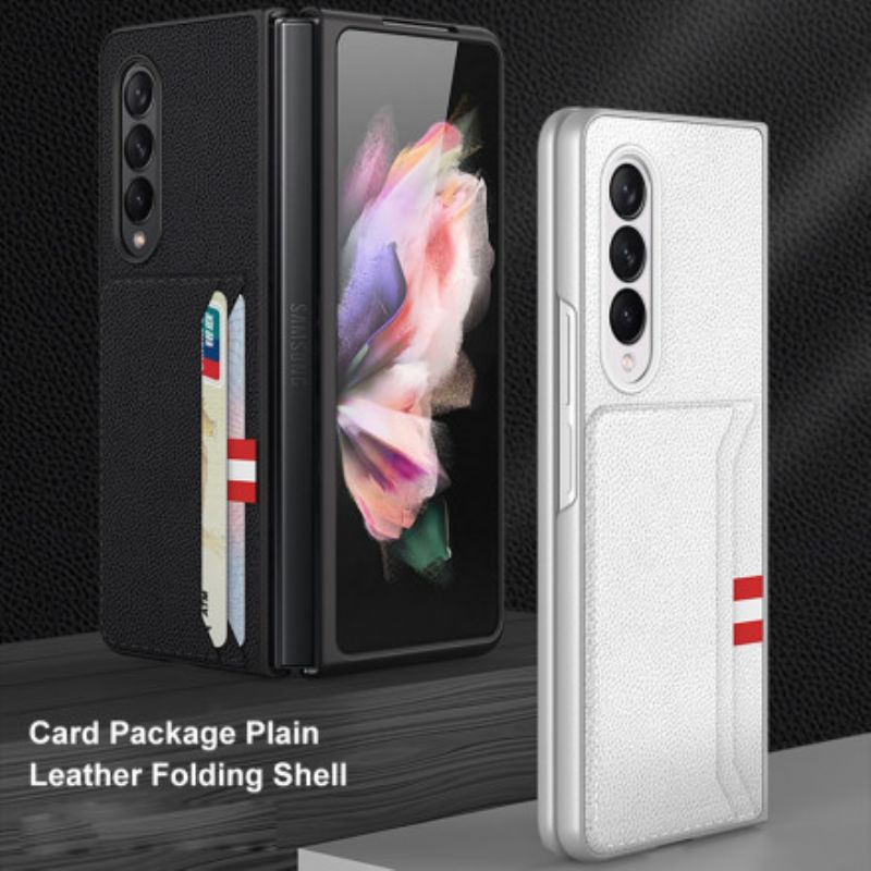 Case Hoesje Samsung Galaxy Z Fold 3 5g Telefoonhoesje Geweven Leren Gkk-kaarthouder