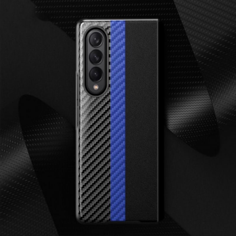 Case Hoesje Samsung Galaxy Z Fold 3 5g Telefoonhoesje Koolstofvezel Kleurlijn