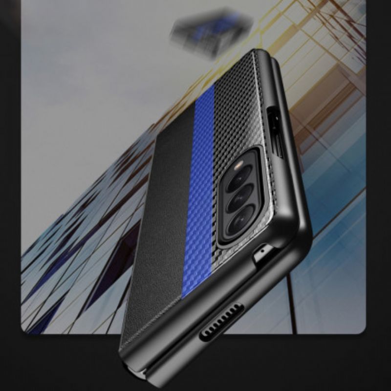 Case Hoesje Samsung Galaxy Z Fold 3 5g Telefoonhoesje Koolstofvezel Kleurlijn