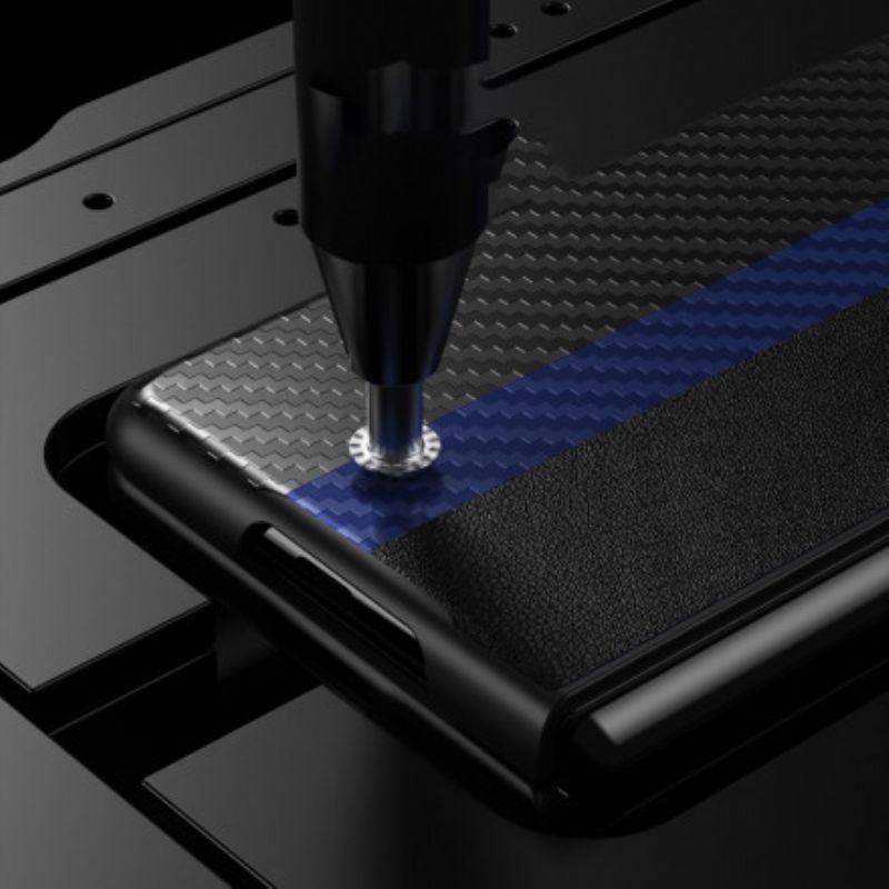Case Hoesje Samsung Galaxy Z Fold 3 5g Telefoonhoesje Koolstofvezel Kleurlijn