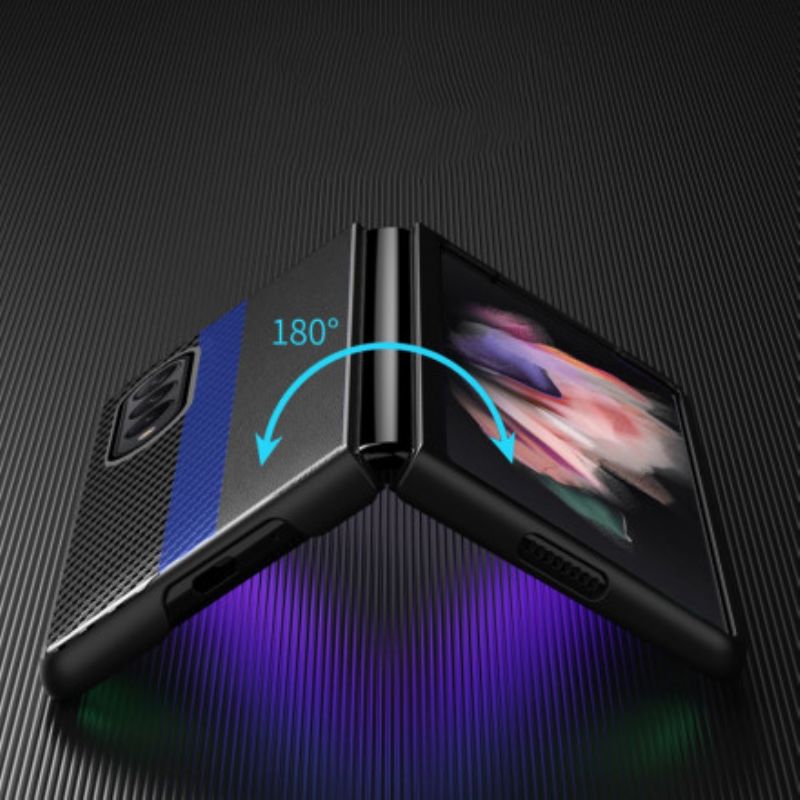 Case Hoesje Samsung Galaxy Z Fold 3 5g Telefoonhoesje Koolstofvezel Kleurlijn