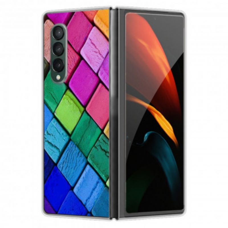 Cover Hoesje Samsung Galaxy Z Fold 3 5g Telefoonhoesje Gekleurde Kubussen