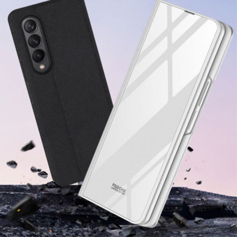 Folio-hoesje Samsung Galaxy Z Fold 3 5g Mechanisme Van Gehard Glas Gkk Bescherming Hoesje