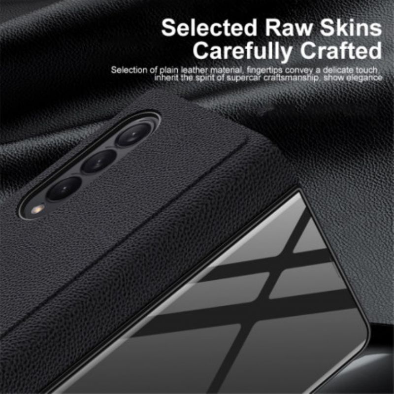 Folio-hoesje Samsung Galaxy Z Fold 3 5g Telefoonhoesje Gehard Glas En Kunstleer