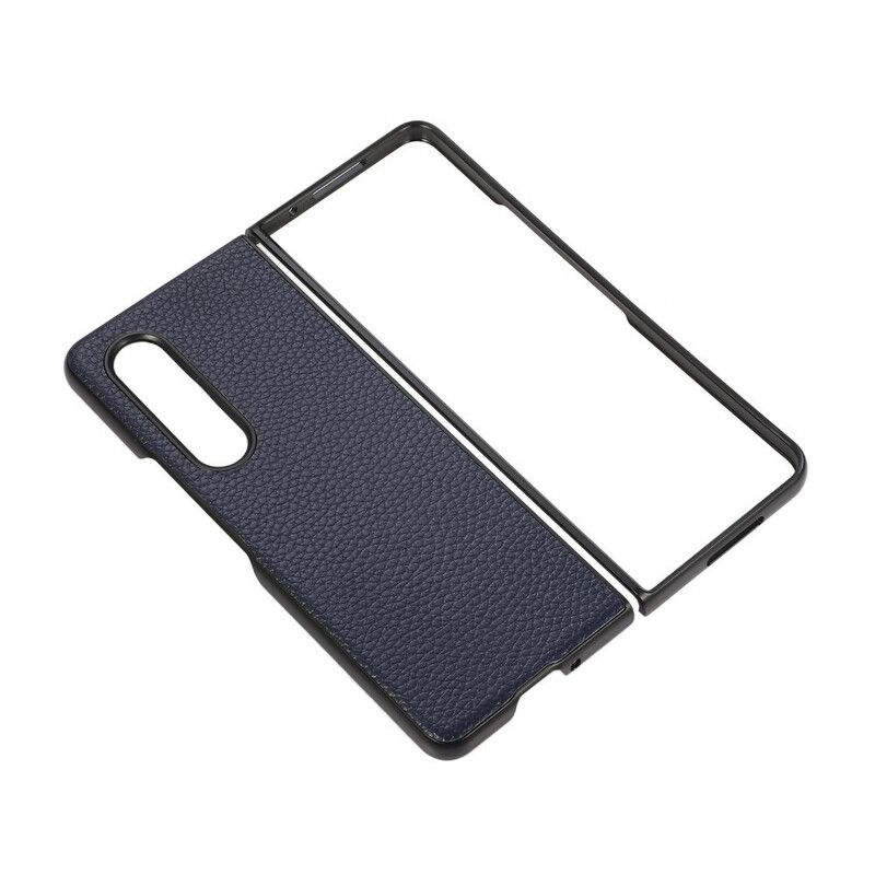 Hoesje Samsung Galaxy Z Fold 3 5g Echt Litchi Leer