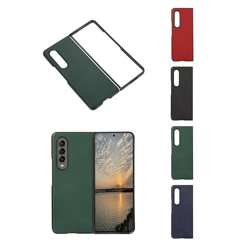 Hoesje Samsung Galaxy Z Fold 3 5g Echt Litchi Leer