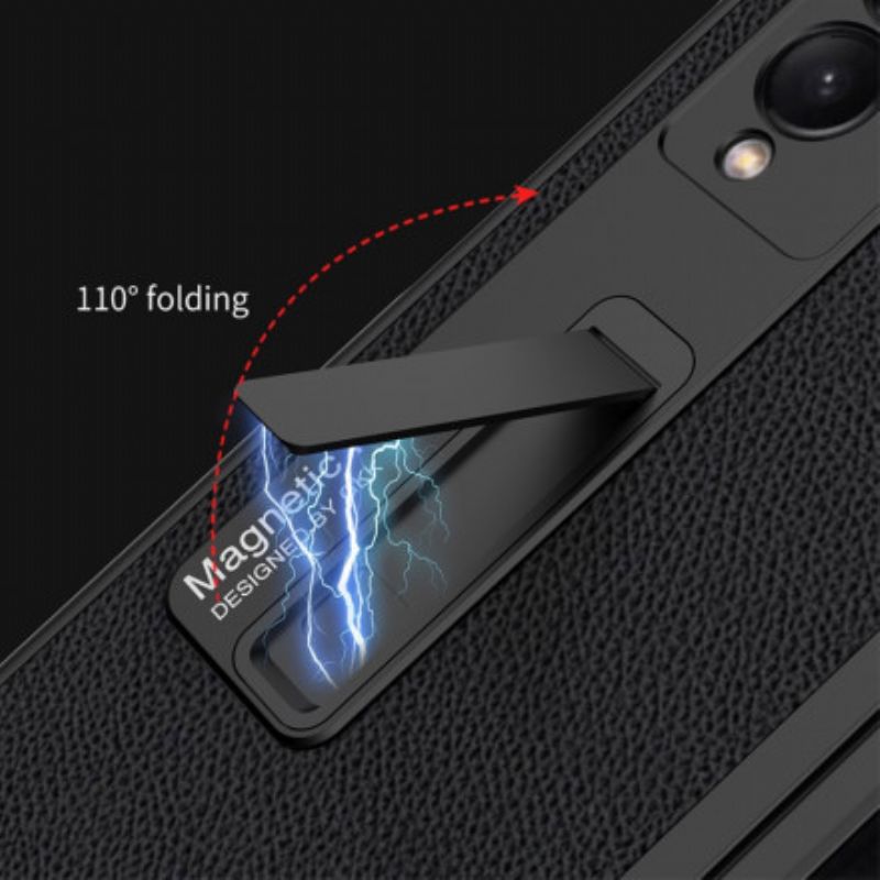 Hoesje Samsung Galaxy Z Fold 3 5g Litchi Leren Ondersteuning Gkk Bescherming Hoesje