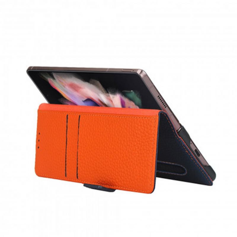 Leren Hoesje Samsung Galaxy Z Fold 3 5g Echt Litchi Leer Bescherming Hoesje