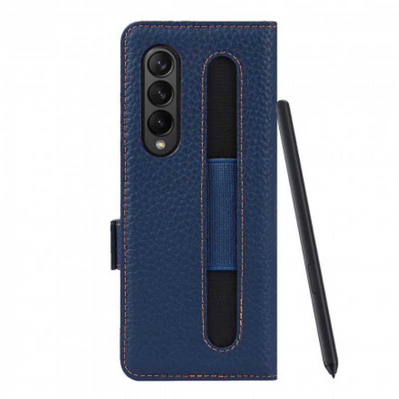 Leren Hoesje Samsung Galaxy Z Fold 3 5g Echt Litchi Leer Bescherming Hoesje