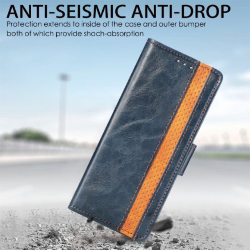 Leren Hoesje Voor Samsung Galaxy Z Fold 3 5g Tweekleurige Dubbele Sluiting