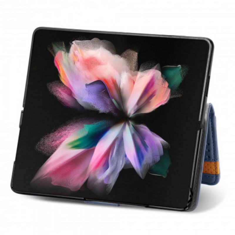Leren Hoesje Voor Samsung Galaxy Z Fold 3 5g Tweekleurige Dubbele Sluiting
