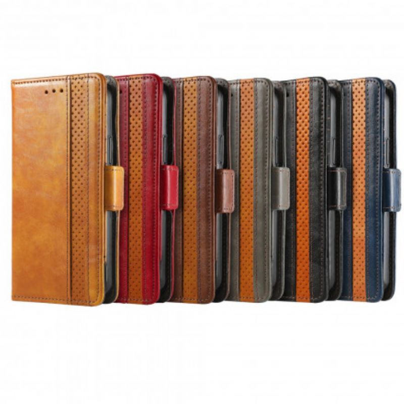 Leren Hoesje Voor Samsung Galaxy Z Fold 3 5g Tweekleurige Dubbele Sluiting