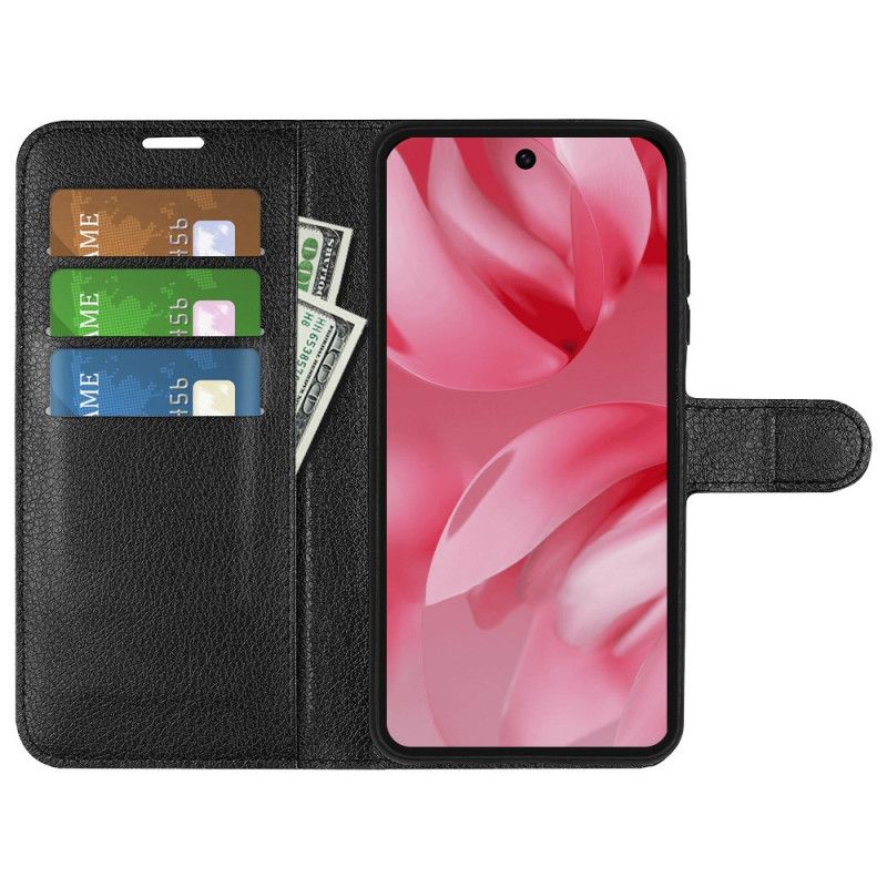 Leren Hoesje Voor Google Pixel 10 / 10 Pro Klassiek Lychee Kunstleer