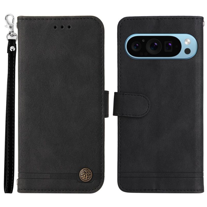 Leren Hoesje Voor Google Pixel 10 / 10 Pro Klinknagels En Bandje