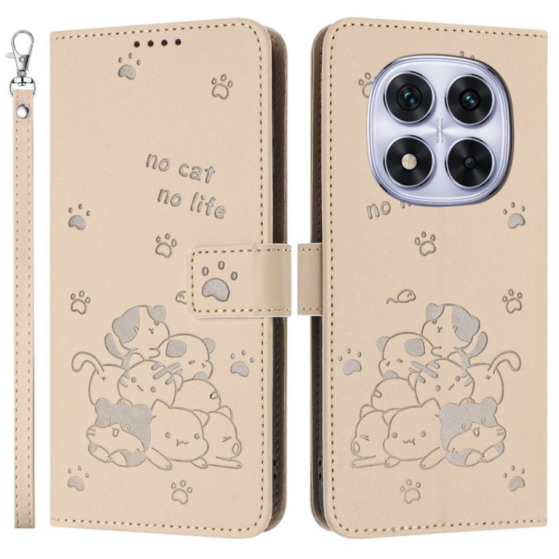 Bescherming Hoesje Xiaomi Redmi Note 14 Pro 5g Kattenscène Met Bandje