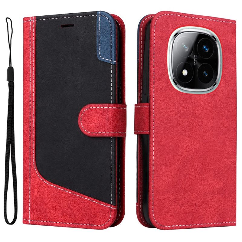 Flip Case Leren Xiaomi Redmi Note 14 Pro 5g Driekleurig Bandje