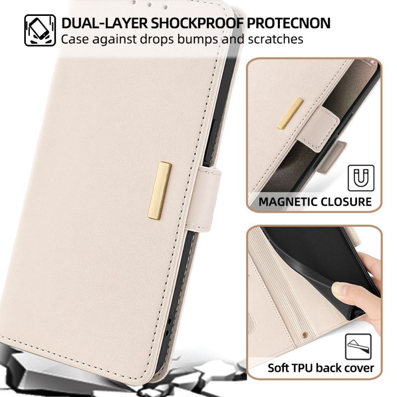 Flip Case Leren Xiaomi Redmi Note 14 Pro 5g Gouden Sluiting
